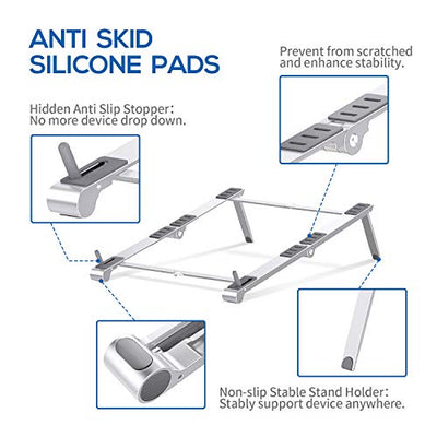 LANGTU Foldable Portable Adjustable Aluminum Stand for Laptops & Phones Silver - Langtu Store