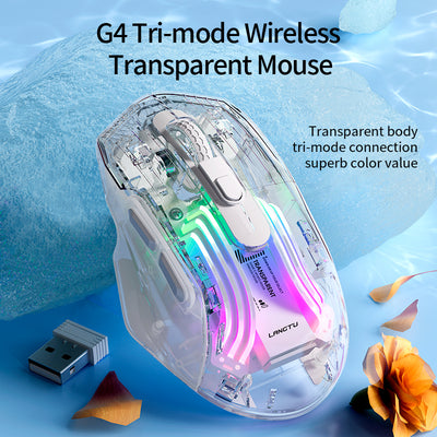 LANGTU G4 Tri-mode Transparent RGB Gaming Mouse