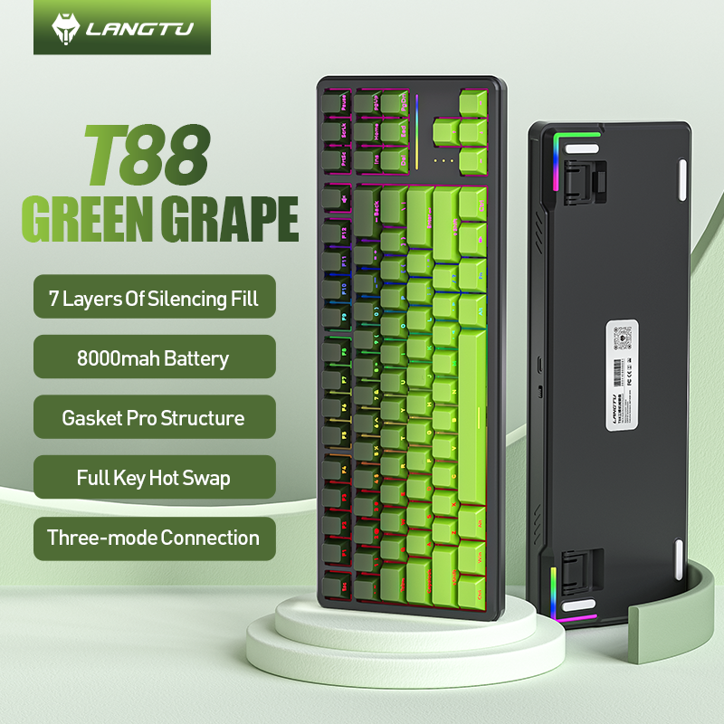 LNAGTU T88 Ultra Quiet TRI-MODE Office & Gaming Wireless Mechanical Keyboard