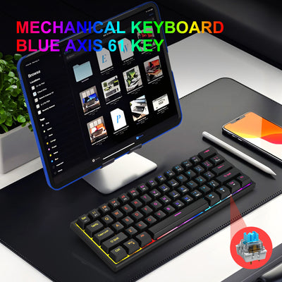 LANGTU K61 Type-C Wired 61-Key RGB Blue Switch Mechanical Keyboard