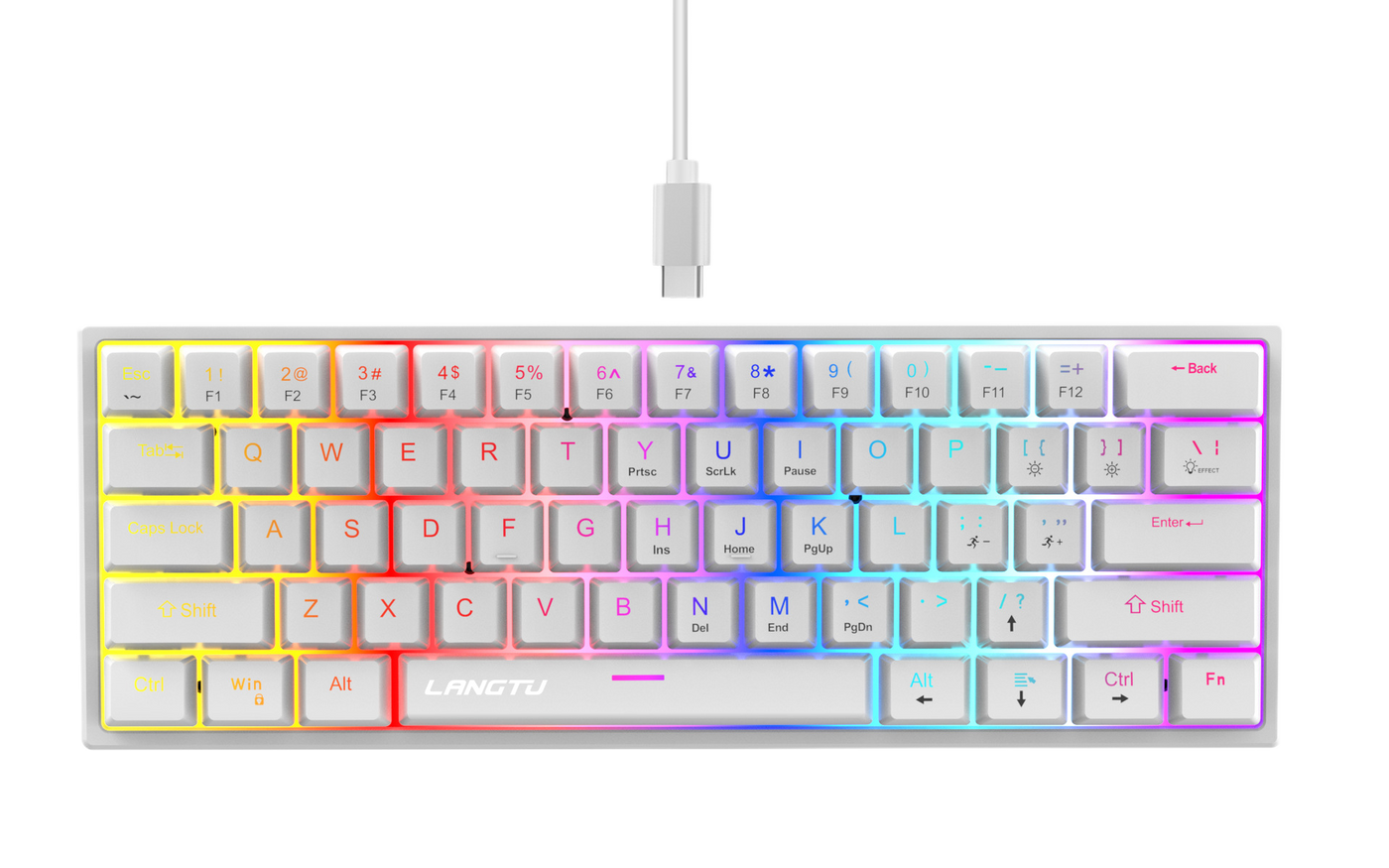 LANGTU K61 Type-C Wired 61-Key RGB Blue Switch Mechanical Keyboard