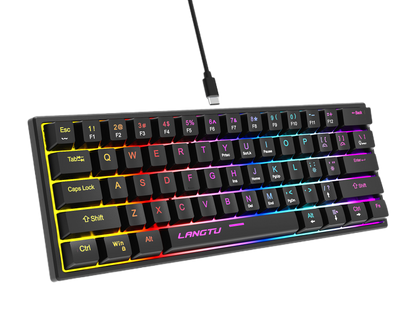 LANGTU K61 Type-C Wired 61-Key RGB Blue Switch Mechanical Keyboard