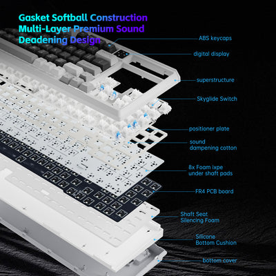 Langtu T98 Wired Hot Swap Game Office Mechanical Keyboard （White Ice Blue）
