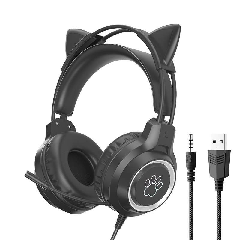 LANGTU G35 Cute Cat Ear Gaming Headset  Wired Headset With Microphone