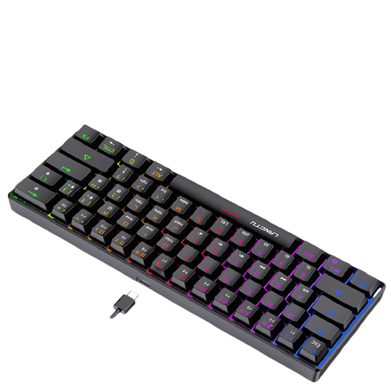 LANGTU G1000 Blue Switch Rainbow RGB Hintergrundbeleuchtung 61 Tasten Bluetooth 5.0 Kabellose mechanische Tastatur mit 3 Verbindungsmodi Weiß