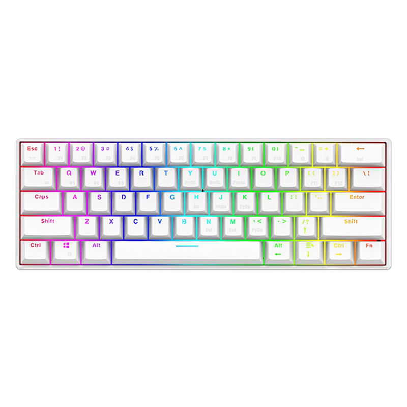 LANGTU G1000 Blue Switch Rainbow RGB Hintergrundbeleuchtung 61 Tasten Bluetooth 5.0 Kabellose mechanische Tastatur mit 3 Verbindungsmodi Weiß