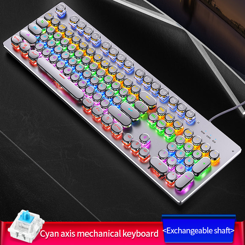 LANGTU G100 Punk Rainbow Hintergrundbeleuchtete mechanische Tastatur mit 104 runden Tasten Black Crystal