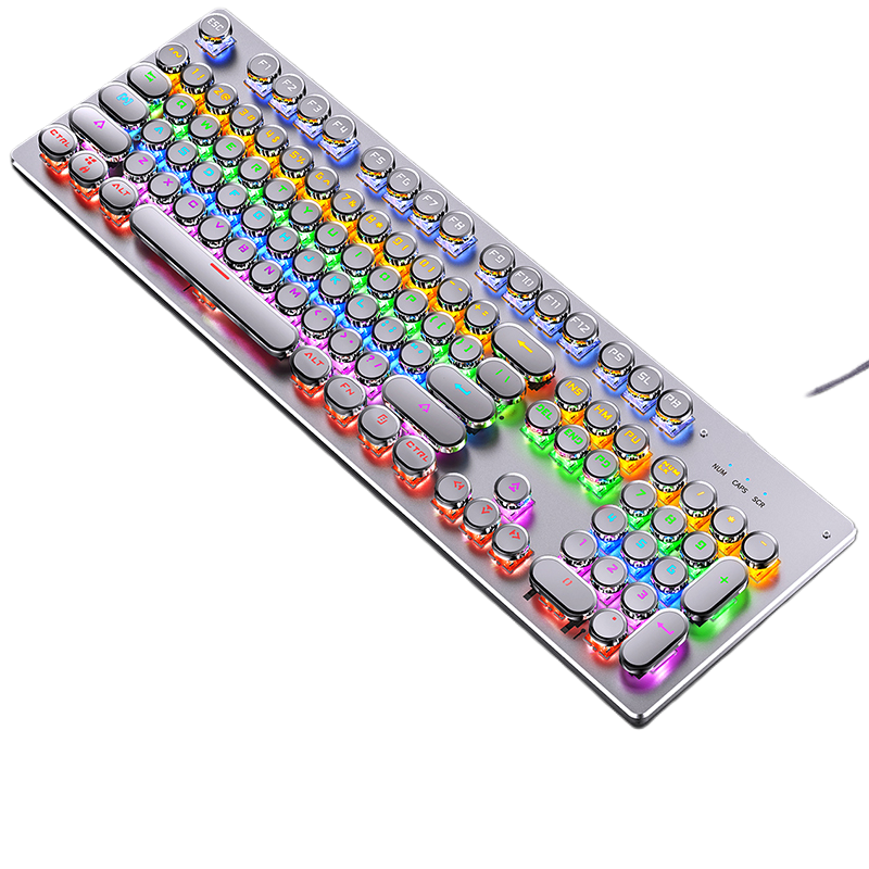 LANGTU G100 Punk Rainbow Hintergrundbeleuchtete mechanische Tastatur mit 104 runden Tasten Black Crystal