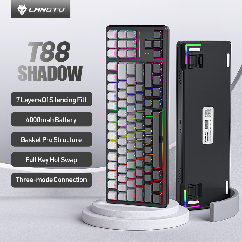 LNAGTU T88 Ultra Quiet TRI-MODE Office & Gaming Wireless Mechanical Keyboard