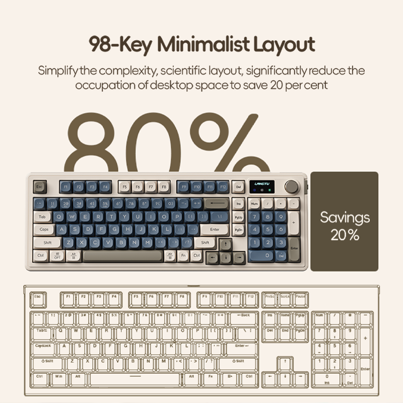 LANGTU L98 RGB TRI-MODE HIGH-END GAMING OFFICE KEYBOARD
