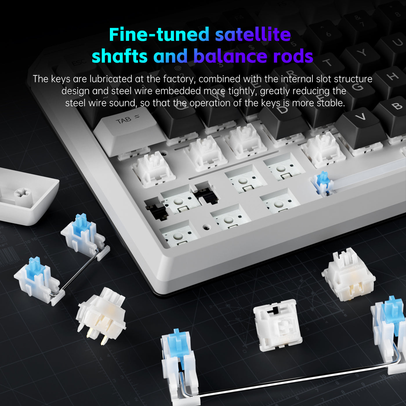 Langtu T98 Wired Hot Swap Game Office Mechanical Keyboard （White Ice Blue）