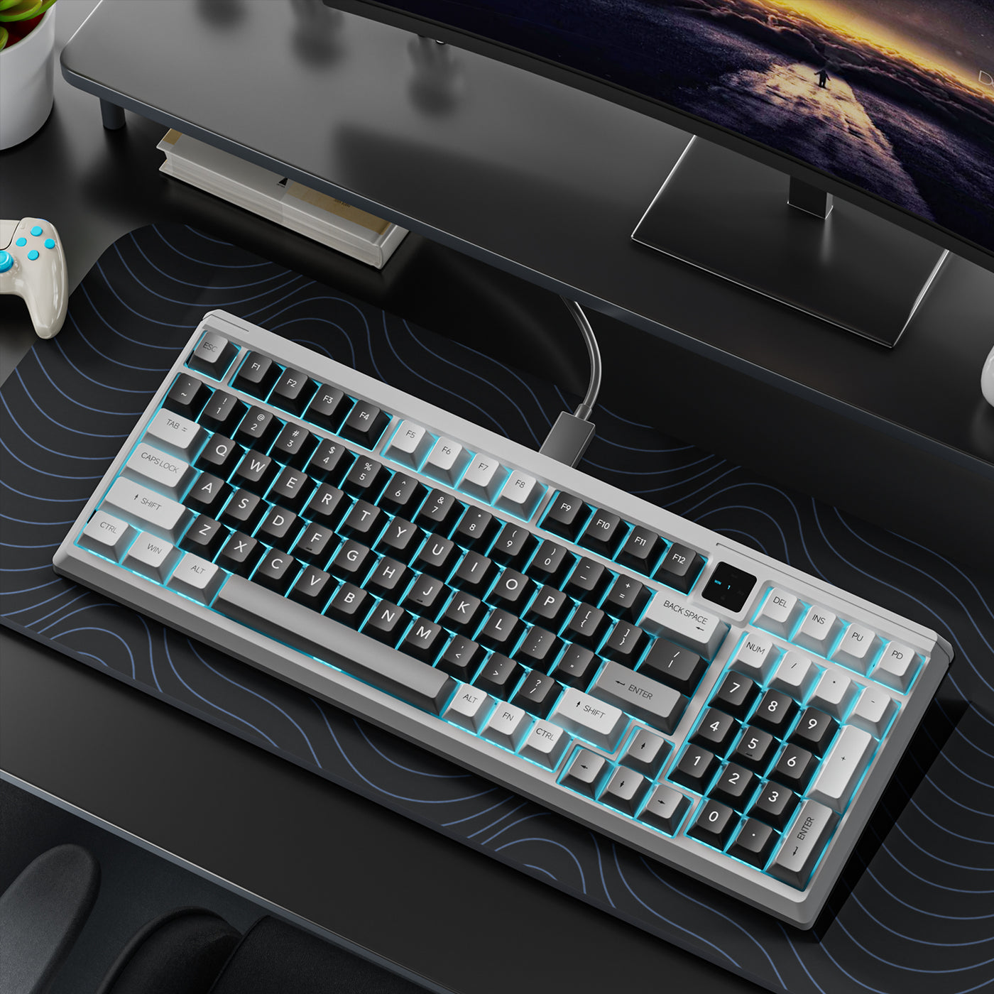 Langtu T98 Wired Hot Swap Game Office Mechanical Keyboard （White Ice Blue）