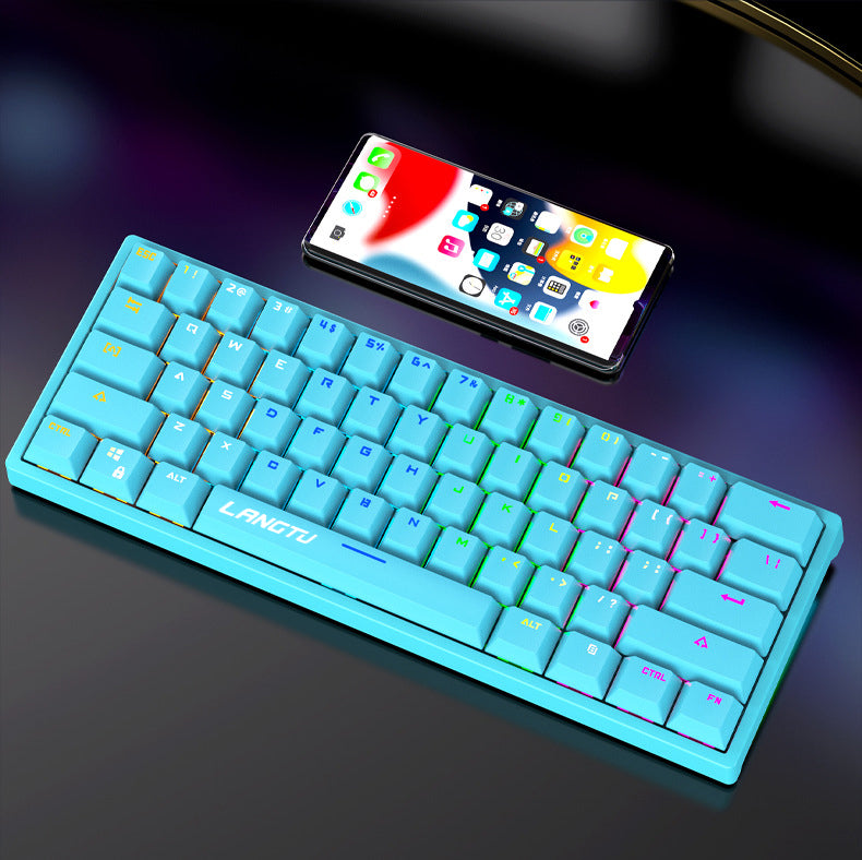 LANGTU K61 Type-C Wired 61-Key RGB Blue Switch Mechanical Keyboard