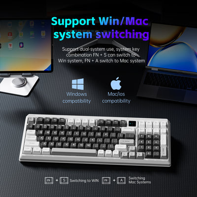 Langtu T98 Wired Hot Swap Game Office Mechanical Keyboard （White Ice Blue）