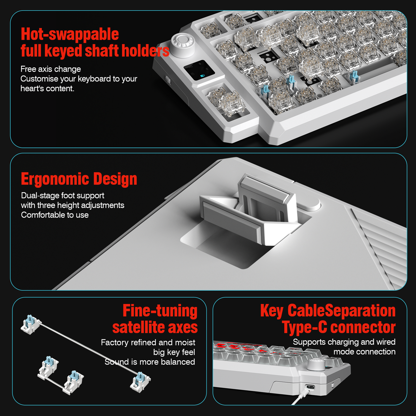 LANGTU T75 HIGH-END RGB TRI-MODE GAMING AND OFFICE MECHNICAL KEYBOARD