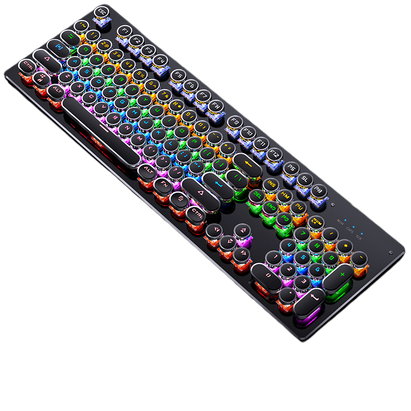 LANGTU G100 Punk Rainbow Hintergrundbeleuchtete mechanische Tastatur mit 104 runden Tasten Black Crystal