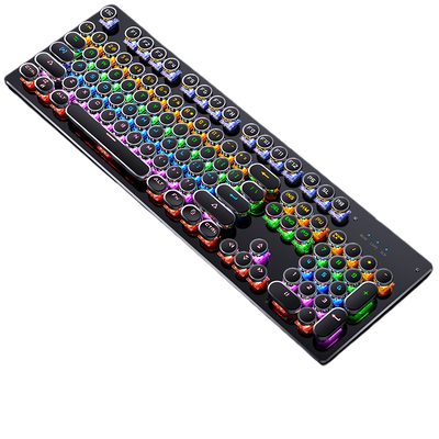 LANGTU G100 Punk Rainbow Hintergrundbeleuchtete mechanische Tastatur mit 104 runden Tasten Black Crystal