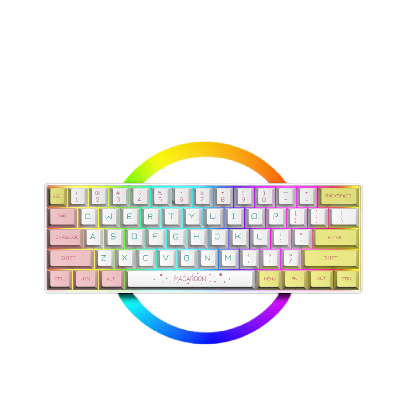 LANGTU G1000 Blue Switch Rainbow RGB Hintergrundbeleuchtung 61 Tasten Bluetooth 5.0 Kabellose mechanische Tastatur mit 3 Verbindungsmodi Weiß