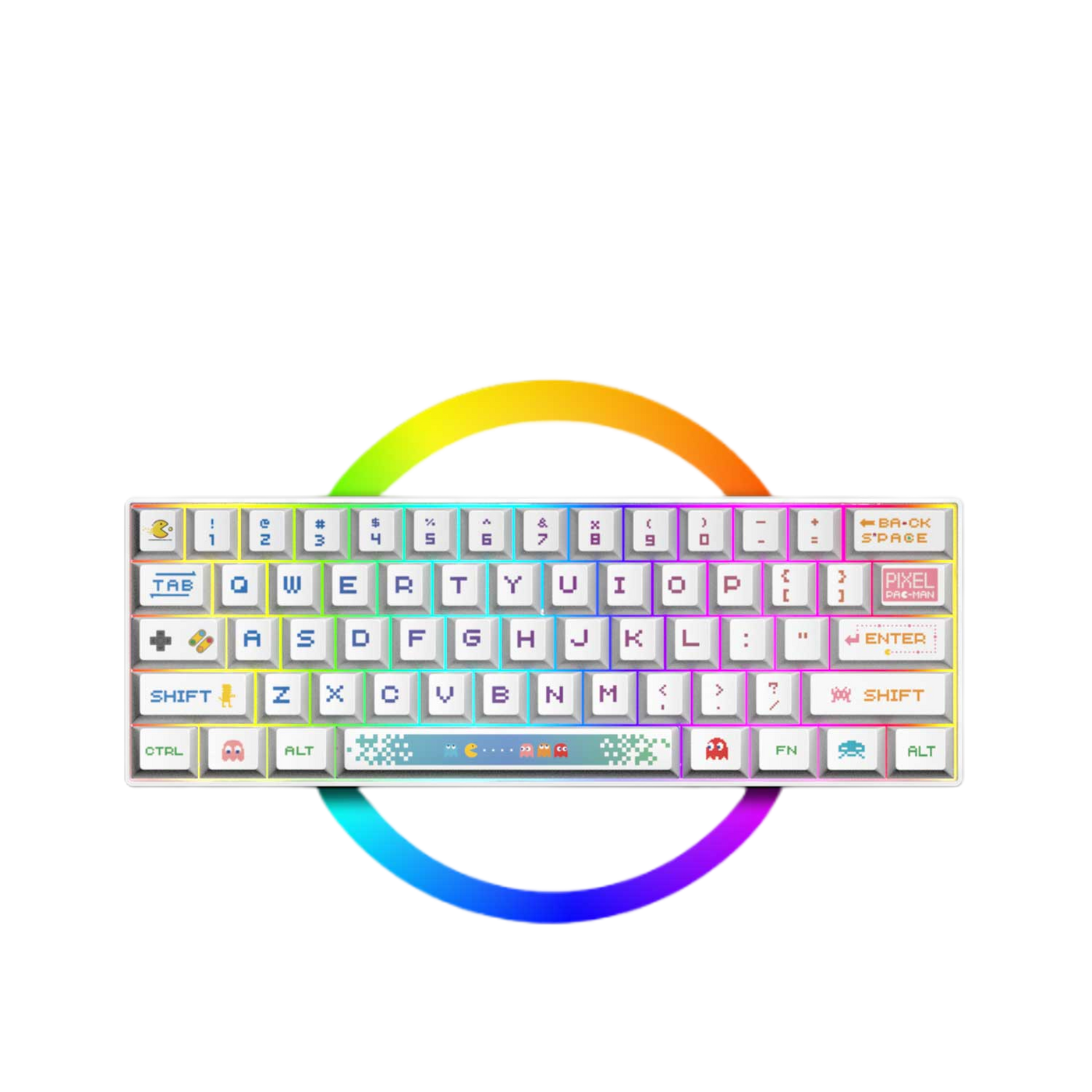 LANGTU G1000 Blue Switch Rainbow RGB Hintergrundbeleuchtung 61 Tasten Bluetooth 5.0 Kabellose mechanische Tastatur mit 3 Verbindungsmodi Weiß