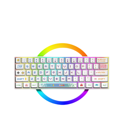 LANGTU G1000 Blue Switch Rainbow RGB Hintergrundbeleuchtung 61 Tasten Bluetooth 5.0 Kabellose mechanische Tastatur mit 3 Verbindungsmodi Weiß