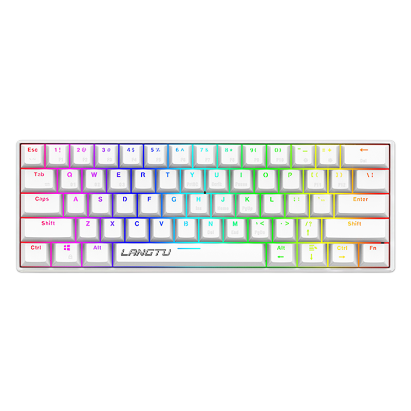 LANGTU G1000 Blue Switch Rainbow RGB Hintergrundbeleuchtung 61 Tasten Bluetooth 5.0 Kabellose mechanische Tastatur mit 3 Verbindungsmodi Weiß