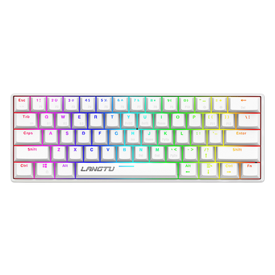 LANGTU G1000 Blue Switch Rainbow RGB Hintergrundbeleuchtung 61 Tasten Bluetooth 5.0 Kabellose mechanische Tastatur mit 3 Verbindungsmodi Weiß