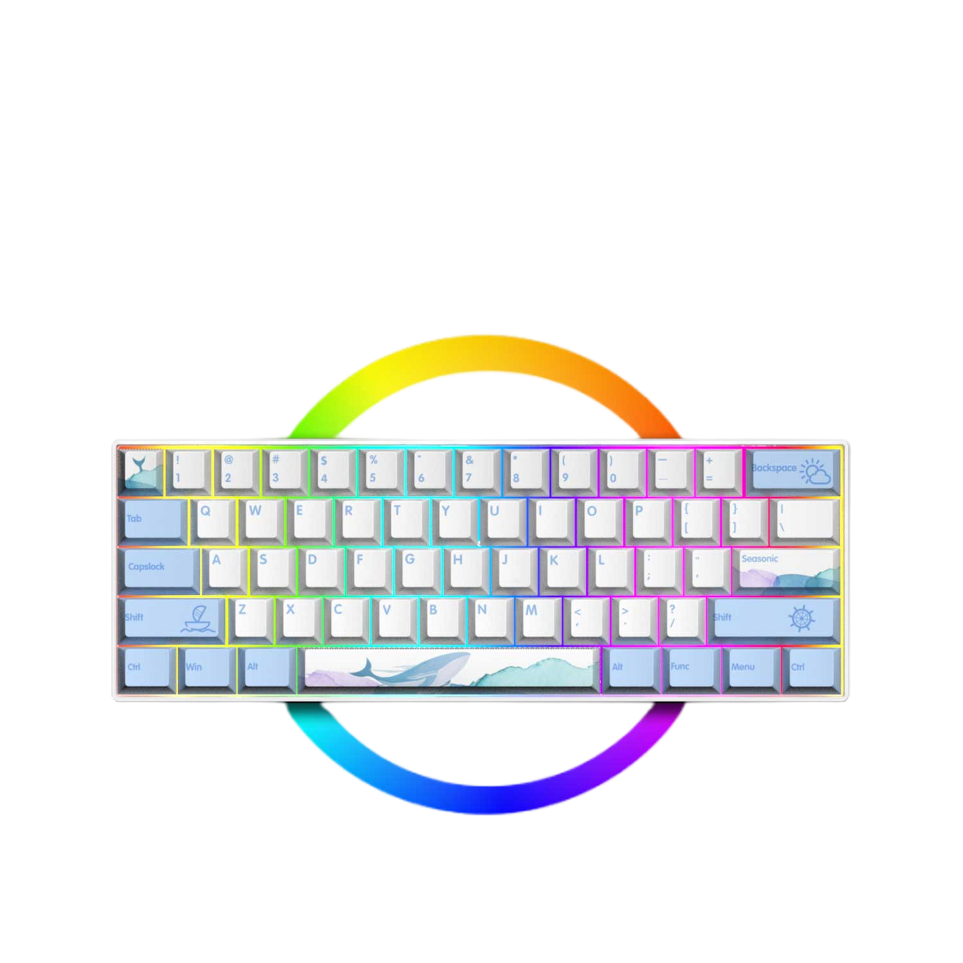 LANGTU G1000 Blue Switch Rainbow RGB Hintergrundbeleuchtung 61 Tasten Bluetooth 5.0 Kabellose mechanische Tastatur mit 3 Verbindungsmodi Weiß