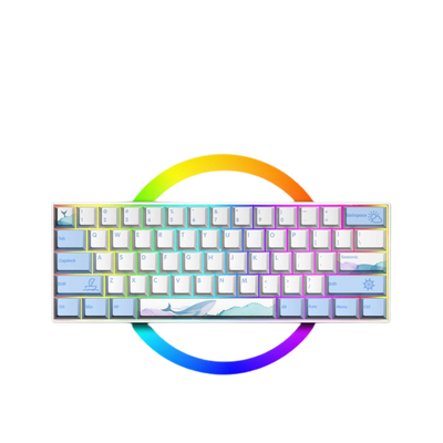 LANGTU G1000 Blue Switch Rainbow RGB Hintergrundbeleuchtung 61 Tasten Bluetooth 5.0 Kabellose mechanische Tastatur mit 3 Verbindungsmodi Weiß