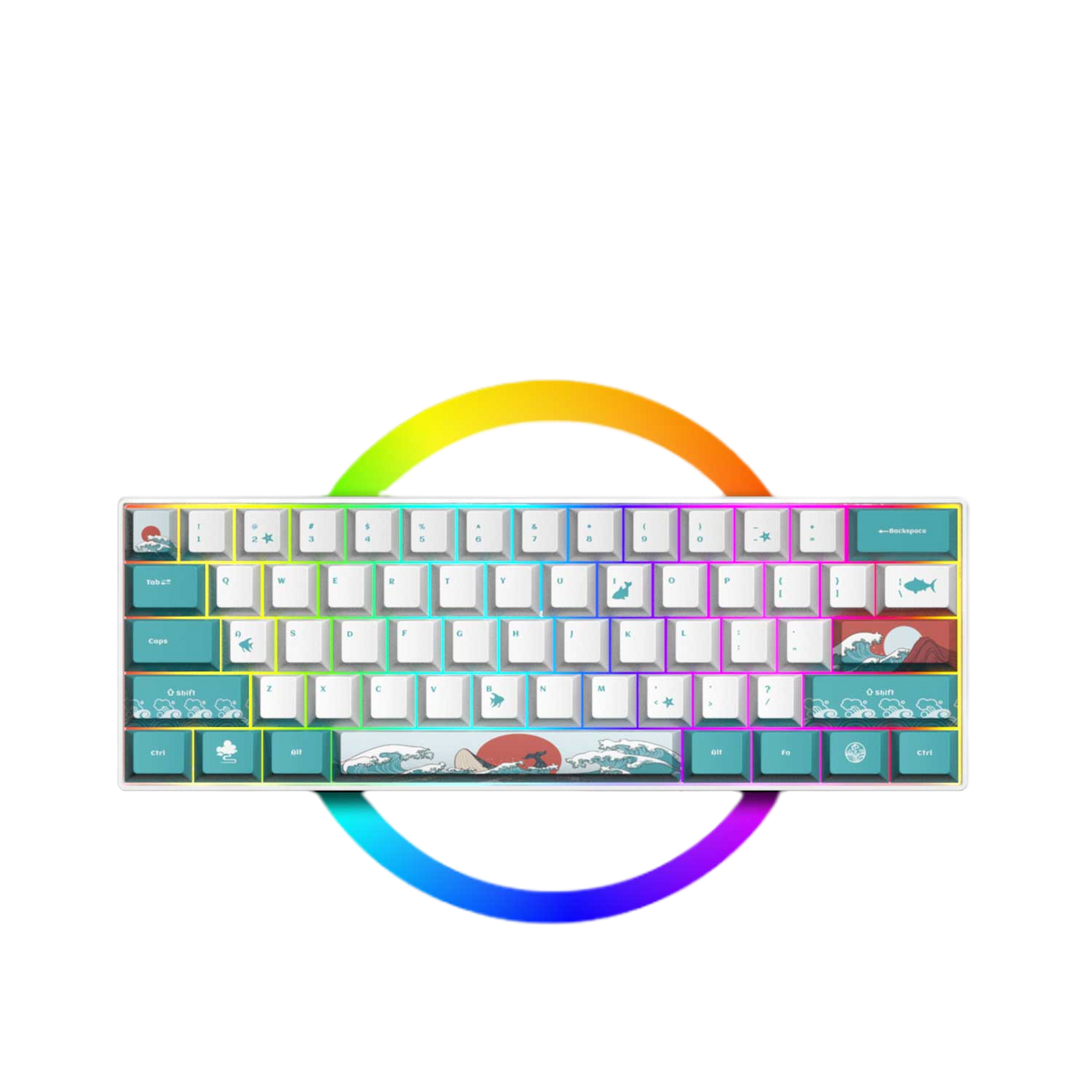 LANGTU G1000 Blue Switch Rainbow RGB Hintergrundbeleuchtung 61 Tasten Bluetooth 5.0 Kabellose mechanische Tastatur mit 3 Verbindungsmodi Weiß