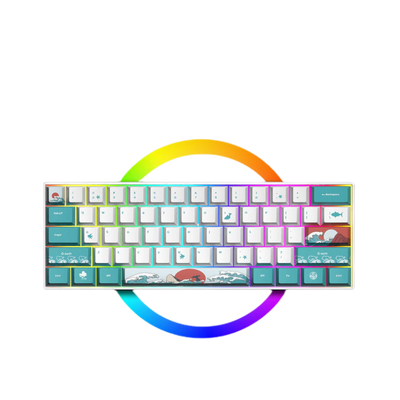 LANGTU G1000 Blue Switch Rainbow RGB Hintergrundbeleuchtung 61 Tasten Bluetooth 5.0 Kabellose mechanische Tastatur mit 3 Verbindungsmodi Weiß