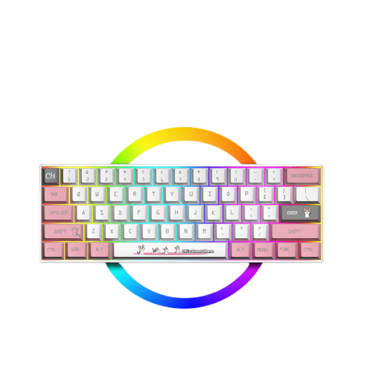 LANGTU G1000 Blue Switch Rainbow RGB Hintergrundbeleuchtung 61 Tasten Bluetooth 5.0 Kabellose mechanische Tastatur mit 3 Verbindungsmodi Weiß