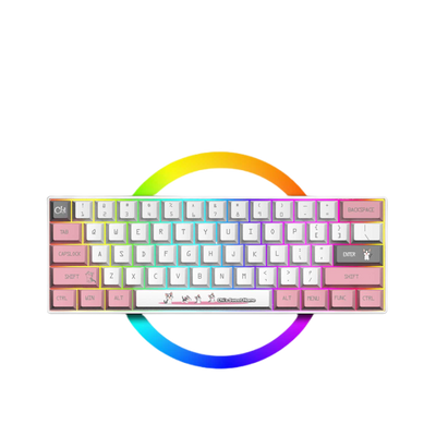 LANGTU G1000 Blue Switch Rainbow RGB Hintergrundbeleuchtung 61 Tasten Bluetooth 5.0 Kabellose mechanische Tastatur mit 3 Verbindungsmodi Weiß