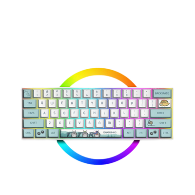 LANGTU G1000 Blue Switch Rainbow RGB Hintergrundbeleuchtung 61 Tasten Bluetooth 5.0 Kabellose mechanische Tastatur mit 3 Verbindungsmodi Weiß