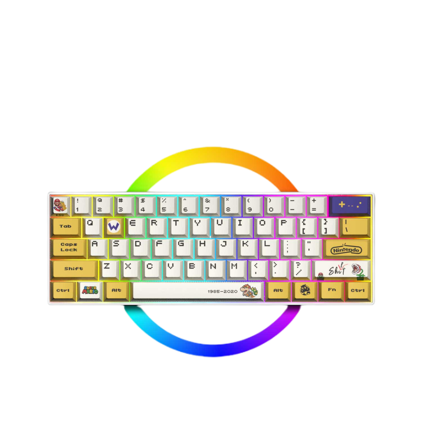 LANGTU G1000 Blue Switch Rainbow RGB Hintergrundbeleuchtung 61 Tasten Bluetooth 5.0 Kabellose mechanische Tastatur mit 3 Verbindungsmodi Weiß