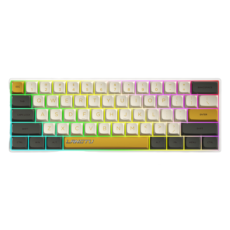 LANGTU G1000 Blue Switch Rainbow RGB Hintergrundbeleuchtung 61 Tasten Bluetooth 5.0 Kabellose mechanische Tastatur mit 3 Verbindungsmodi Weiß