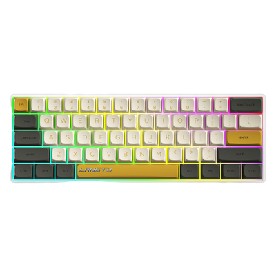 LANGTU G1000 Blue Switch Rainbow RGB Hintergrundbeleuchtung 61 Tasten Bluetooth 5.0 Kabellose mechanische Tastatur mit 3 Verbindungsmodi Weiß