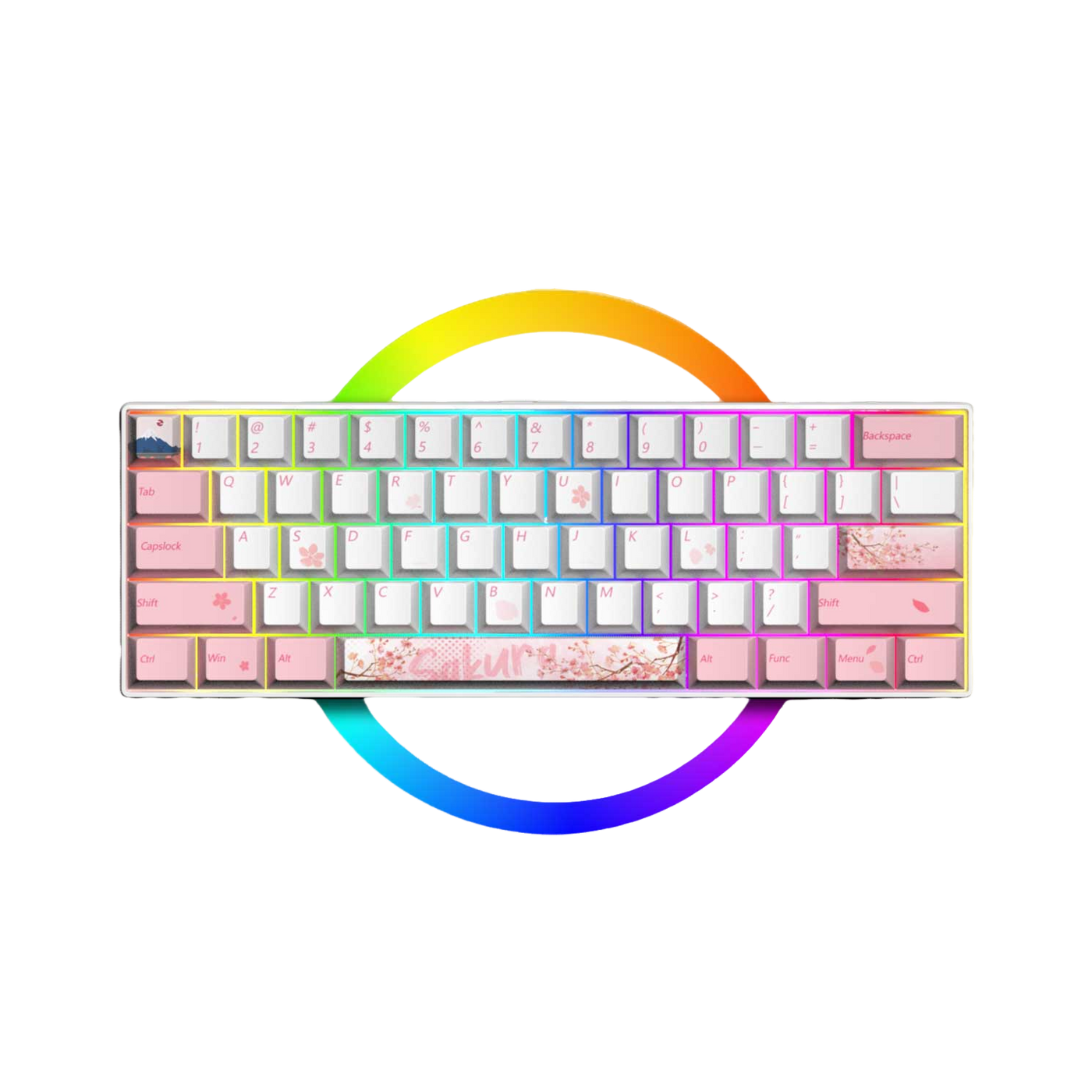 LANGTU G1000 Blue Switch Rainbow RGB Hintergrundbeleuchtung 61 Tasten Bluetooth 5.0 Kabellose mechanische Tastatur mit 3 Verbindungsmodi Weiß