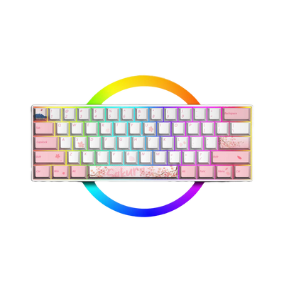 LANGTU G1000 Blue Switch Rainbow RGB Hintergrundbeleuchtung 61 Tasten Bluetooth 5.0 Kabellose mechanische Tastatur mit 3 Verbindungsmodi Weiß