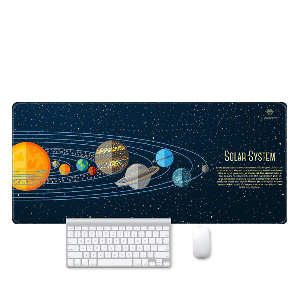 LANGTU Extended XXXL Space Themed Solar System Stitched Edge Mouse Pad