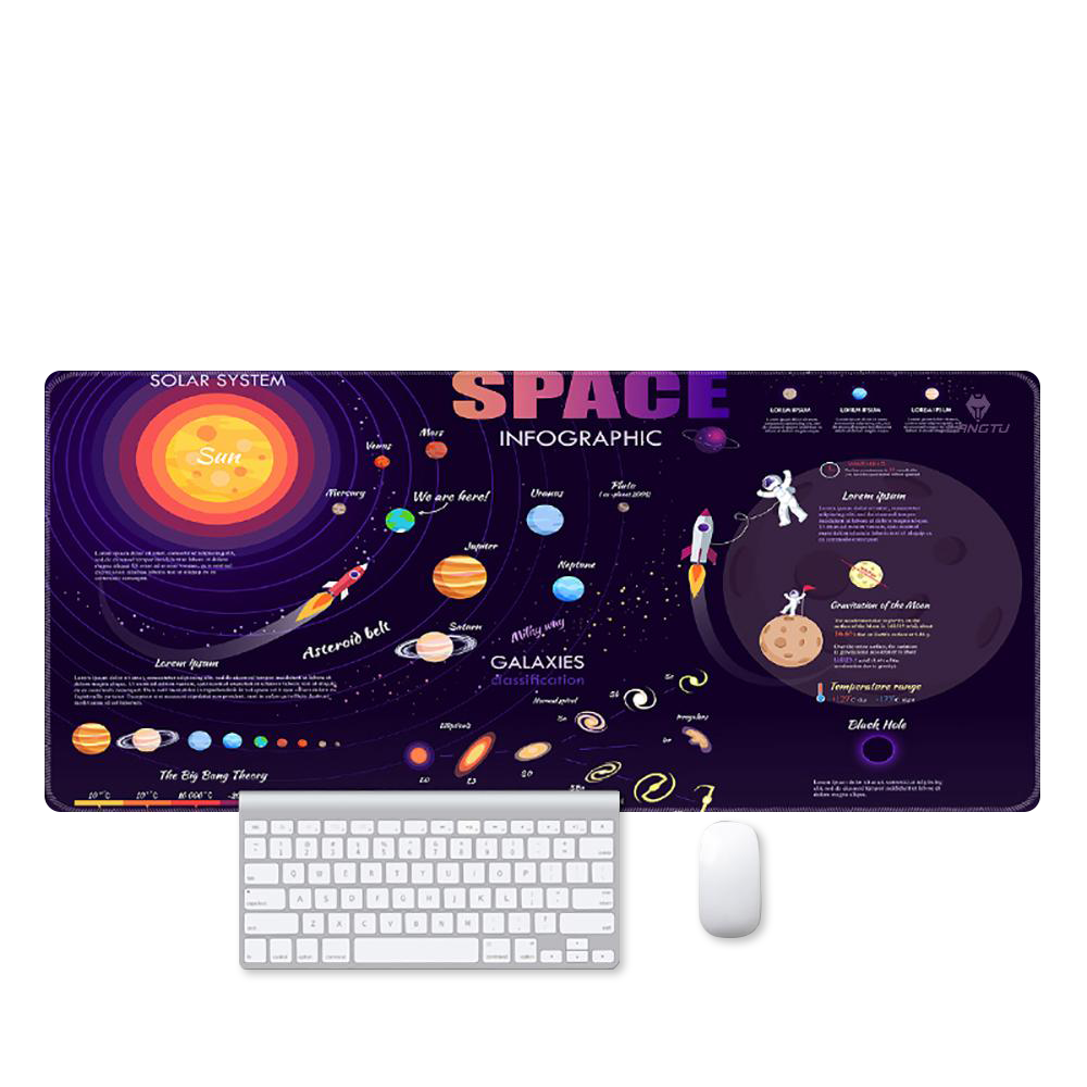 LANGTU Erweitertes XXXL-Mauspad mit Weltraummotiv und Infografik zum Universum
