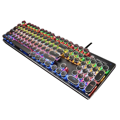 LANGTU G100 Punk Rainbow Hintergrundbeleuchtete mechanische Tastatur mit 104 runden Tasten Black Crystal