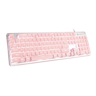LANGTU L1 Pink LED Backlit All Metal Panel 104-Key Anti-Ghosting Membrane Keyboard Pink/Silver