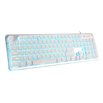 LANGTU L1 Ice Blue Backlit All Metal Panel 104-Key Anti-Ghosting Membrane Keyboard White/Silver