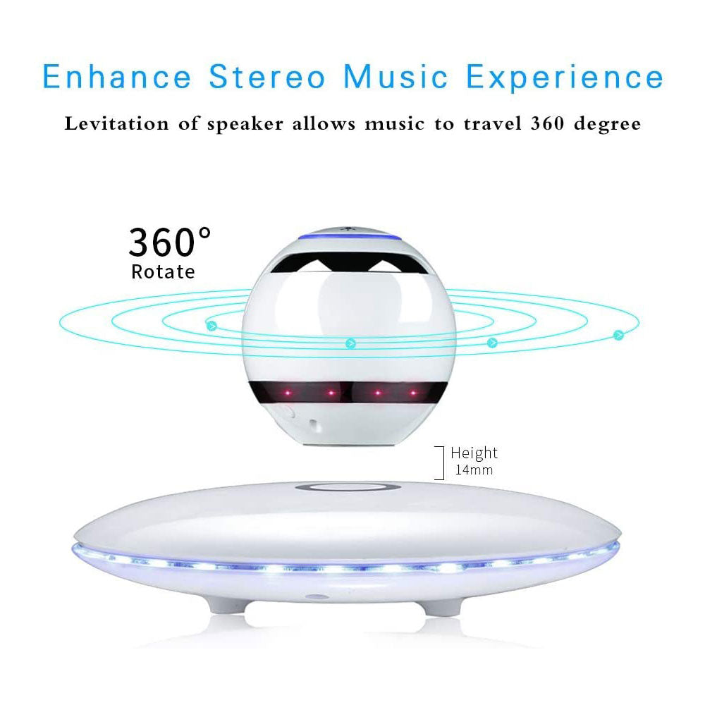 LANGTU Infinity Orb Magnetic Levitating Bluetooth 4.0 LED Wireless Floating Speaker White