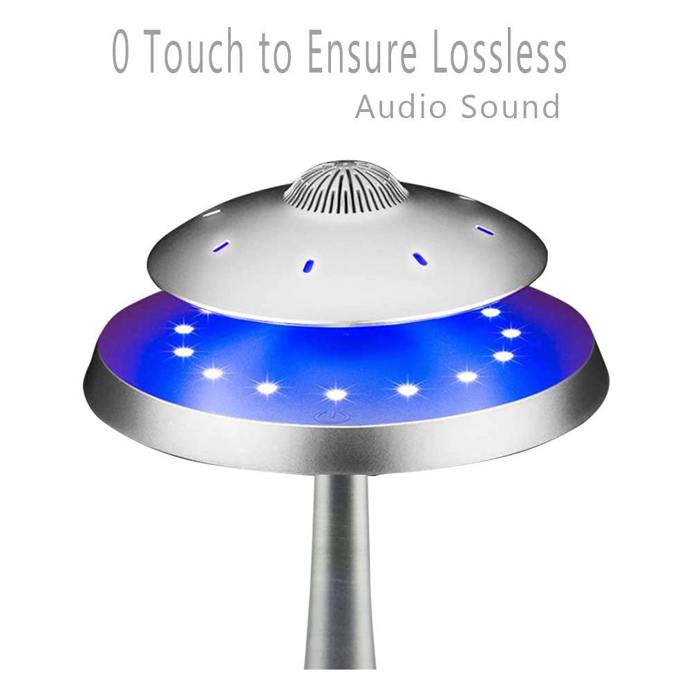 <transcy>LANGTU UFO Magnetisch-schwebend Bluetooth 4.0 Kabellosaufladend LED schwebende Lampe Lautsprecher Silber</transcy>