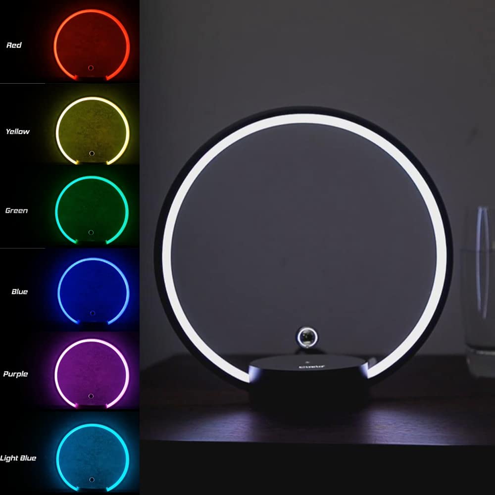 LANGTU Circlo Table Desk Smart Lamp with 2 Levitating Touch Switches (Metal & Moon Flyswitch) & 7 Colors Modes for Home & Office Decor Black - LANGTU Store