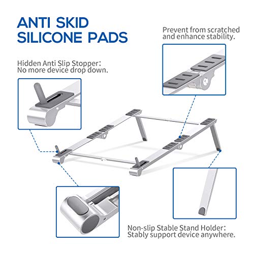 LANGTU Foldable Portable Adjustable Aluminum Stand for Laptops & Phones Silver - Langtu Store