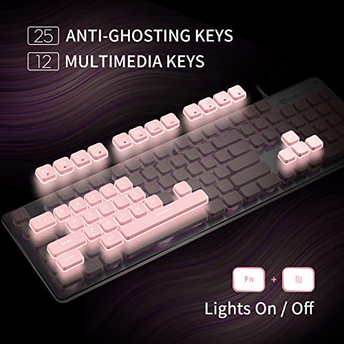 LANGTU Pink Backlit Wired Membrane Keyboard - Langtu Store