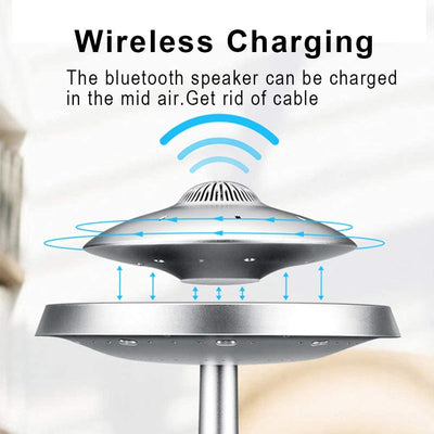 LANGTU UFO Magnetic Levitating Bluetooth 4.0 Wireless Charging LED Floating Lamp Speaker Silver - LANGTU Store