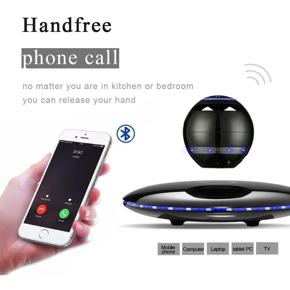 LANGTU Infinity Orb Magnetic Levitating Bluetooth 4.0 LED Wireless Floating Speaker Black